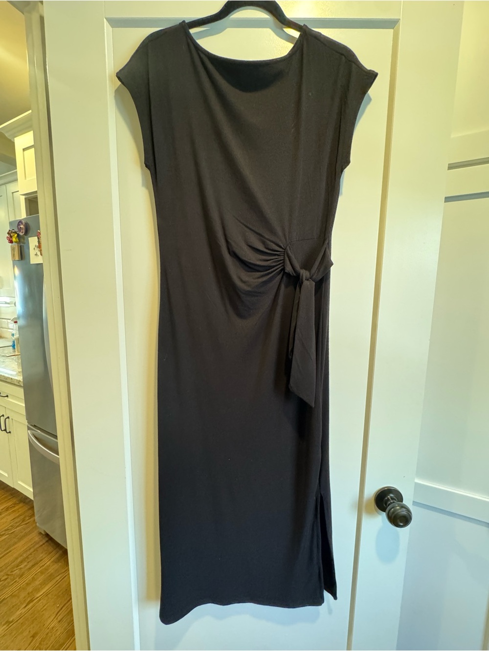 Scotch & Soda Black Tie-Detail Midi Dress